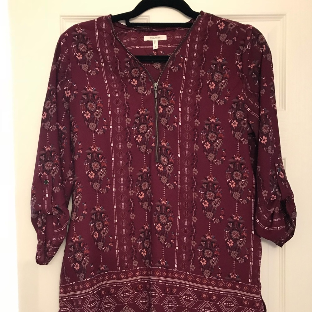 Autumn color 3/4 sleeve blouse